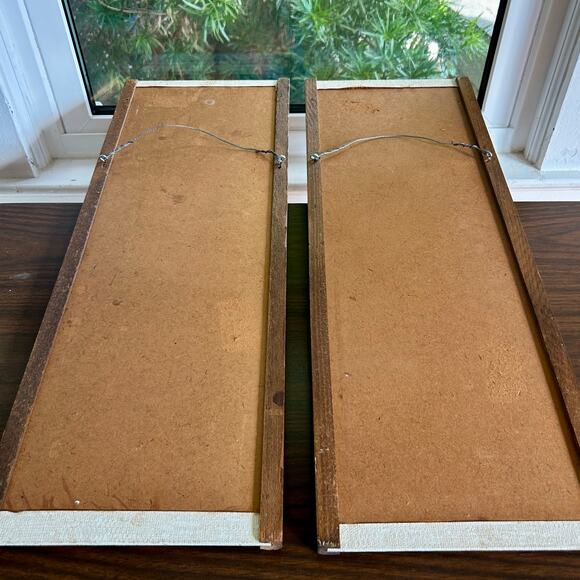 Mid-Century Gravel Art Wall Hangings – Asian Figures, 1960s Vintage Pair - Picture 5 of 13